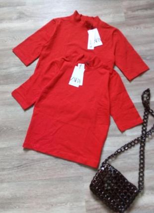 Червоний гольф футболка zara розмір s, m, l оригінал натуральна тканина4 фото
