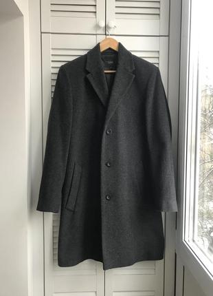 Теплое зимнее элегантное мужское пальто шерсть3 фото