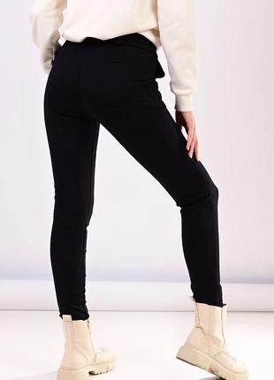 Актуальные классические черные женские штаны на флисе зауженные женские штаны на манжетах теплые женские джоггеры на флисе6 фото