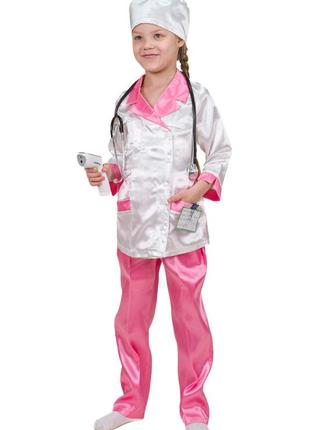 Карнавальный костюм врач №1 (розовый) для девочки, размеры на рост 120 - 130