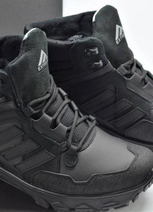 Мужские зимние кроссовки кожаные ботинки черные extrem 3072012 фото