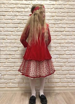 Платье праздничное для девочки daga польша красный бархат 13410 фото
