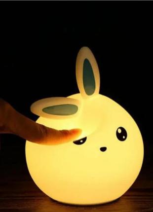 Силіконовий нічний світильник зайчик дитячий led лампа 7 кольорів з акумулятором3 фото