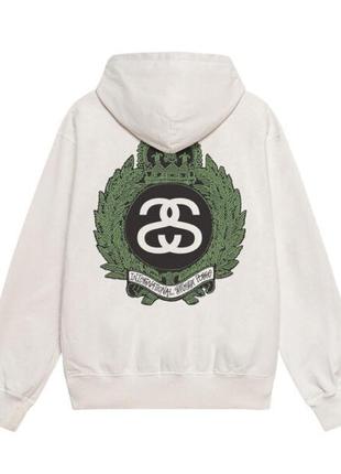 Худи белый loys stussy crown-wreath-logo white