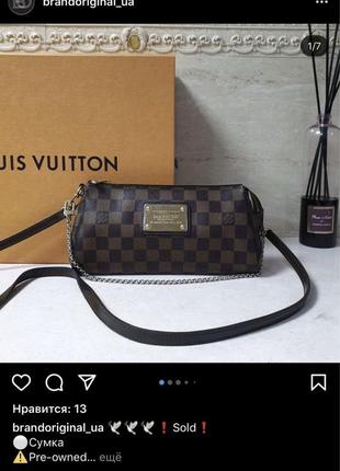 Сумка louis vuitton “eva”damier ebene pochette. винтаж, оригинал.