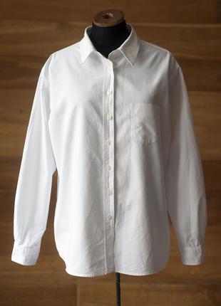 Белая котоновая женская рубашка marks&spencer, размер xl, 2xl