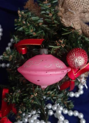 1950-е! юла ☃️🌲🎠  дзига волчок елочная новогодняя игрушка стекло эмали роспись рождественская ретро винтаж стекло эмали фосфорная роспись8 фото
