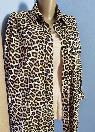 Стильная женская натуральная рубашка леопард, коттон, animak print4 фото