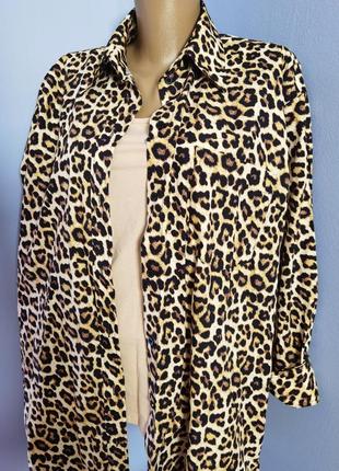 Стильная женская натуральная рубашка леопард, коттон, animak print3 фото