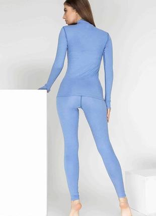 Термобелье женское голубое (термокофта и термолосины)2 фото