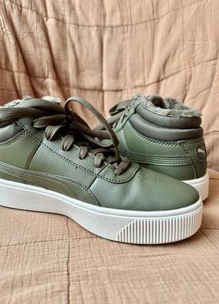 Утепленные высокие кеды puma💚4 фото