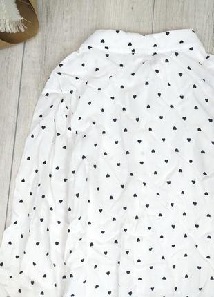 Рубашка для девочки mevis с длиным рукавом белая с принтом сердечки размер 128 (8 лет)5 фото