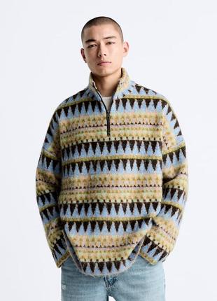 Жаккардовый свитер с геометричным узором1 фото