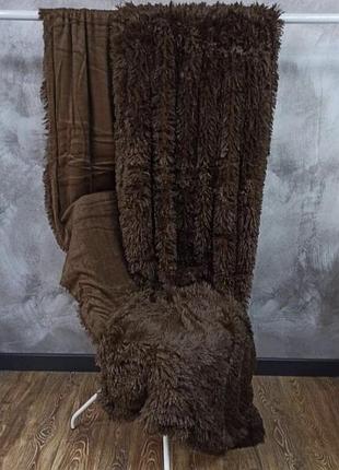 Плед травка коричневый