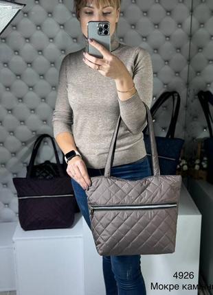 Стеганая плащевая сумка женская, шоппер2 фото