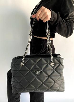 Женская сумка prada big black топ качество2 фото