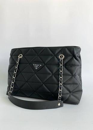 Женская сумка prada big black топ качество3 фото