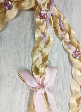 Набор анна палочка коса на обруче холодное сердце розовый2 фото