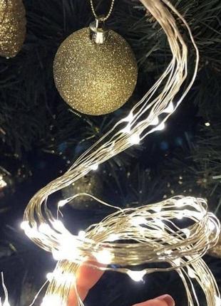 Новорічна світлодіодна гірлянда "кінський хвіст" від мережі 3 метри 300 led 10 ниток золото/біла/синя/мікс7 фото