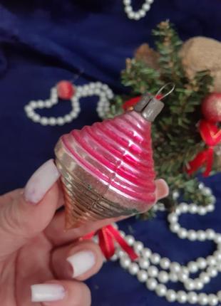 Фонарик 🎄🎠 елочная игрушка новогодняя ссср советская пирамидка рождественская стекло эмали подвеска винтаж ретро4 фото