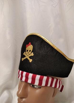 Шляпа шапка подруги пірата піратки аніматора трєуголка2 фото