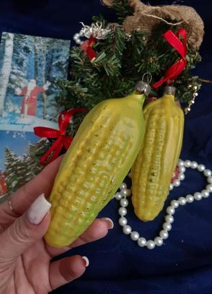 Винтаж! 🎄🌽☃️ стекло эмали кукуруза елочная новогодняя игрушка ссср советская ретро холодные хрущев кукурузка7 фото