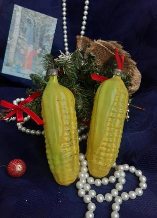 Винтаж! 🎄🌽☃️ стекло эмали кукуруза елочная новогодняя игрушка ссср советская ретро холодные хрущев кукурузка2 фото