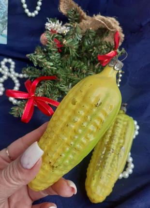 Винтаж! 🎄🌽☃️ стекло эмали кукуруза елочная новогодняя игрушка ссср советская ретро холодные хрущев кукурузка6 фото