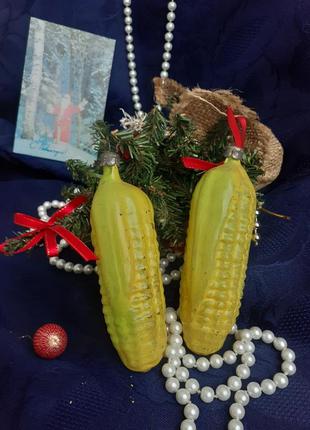 Винтаж! 🎄🌽☃️ стекло эмали кукуруза елочная новогодняя игрушка ссср советская ретро холодные хрущев кукурузка8 фото