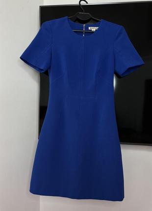 Синее силуэте платье, вечернее мини платье с коротким рукояткой1 фото