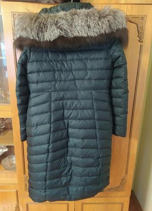 Стёбанный пуховик пальто с натуральным мехом чернобурки8 фото
