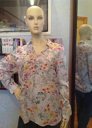 Натуральная, невесомая блуза (рубашка) бренда f&f, р. 50-52