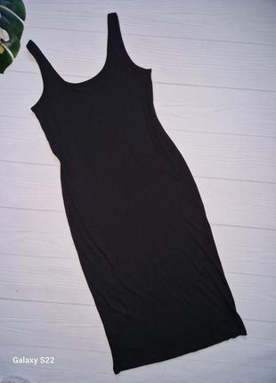 Чорна сукня-майка в рубчик р.46-485 фото