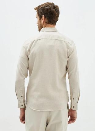 Бежевая мужская рубашка lc waikiki/лс вайкики на пуговицах цвета слоновой кости6 фото