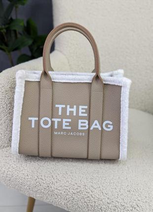 Сумка marc jacobs tote bag с мехом бежевая