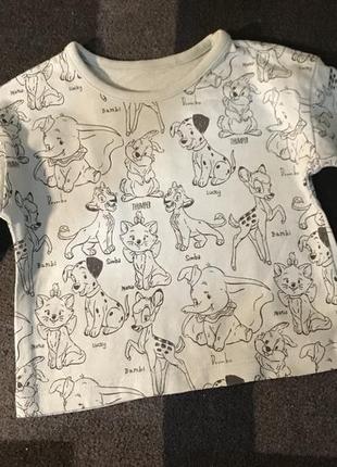 Футболка 0-3 месяца disney baby с героями диснейских мультфильмов
