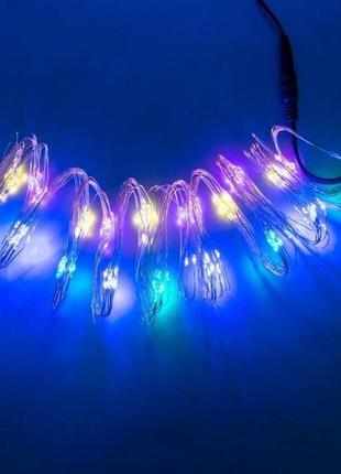 Новорічна світлодіодна гірлянда "кінський хвіст" довжина 2 метри 200 led 10 ниток різнокольорова/синя2 фото