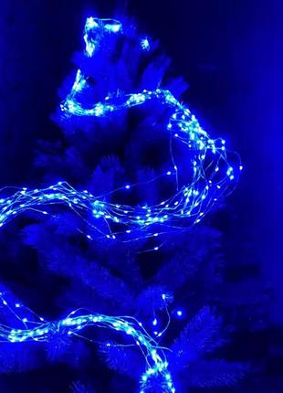 Новорічна світлодіодна гірлянда "кінський хвіст" довжина 2 метри 200 led 10 ниток різнокольорова/синя5 фото