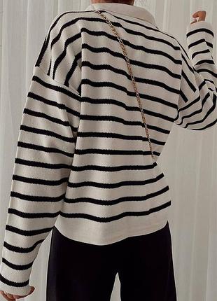 Светр поло в полоску 2