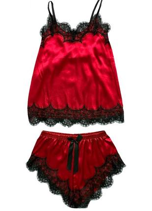 Женская шелковая пижама с шортами lace