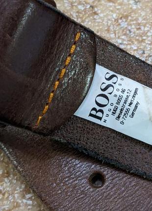 Кожаный ремень hugo boss orange men's jeek leather jeans belt brown4 фото