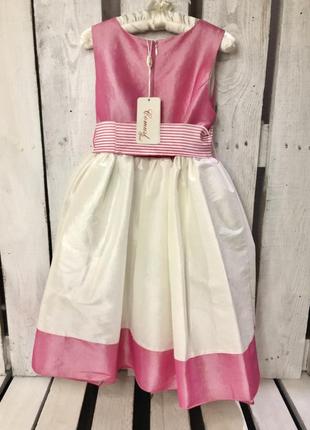 Платье нарядное для девочки gomusl польша бело-розовое6 фото
