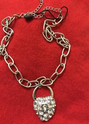 Цепь с подвеской и кристаллами новая