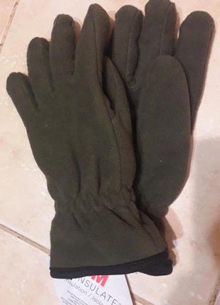 Перчатки теплые зимние с подкладкой-двойные олива 3м reis польша1 фото