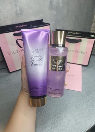 Міст + лосьйон для тіла «love spell shimmer». victoria's secret. оригінал 🇺🇸