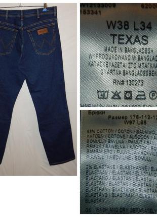 Прямі джинси wrangler texas stretch denim earthwash (38х34)5 фото