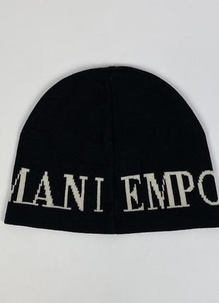 Шерстяная шапка emporio armani тонкая черная мужская оригинал3 фото
