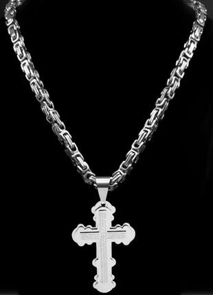 Чоловіча цепочка цепь сталь кулон хрестик хрест мужская цепь цепочка крестик крест2 фото