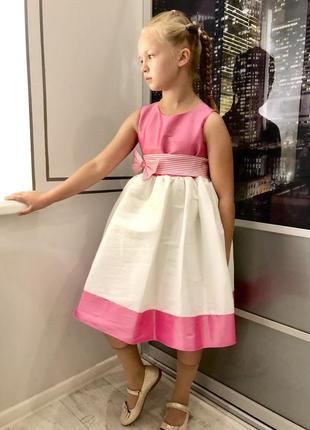 Платье нарядное для девочки gomusl польша бело-розовое9 фото