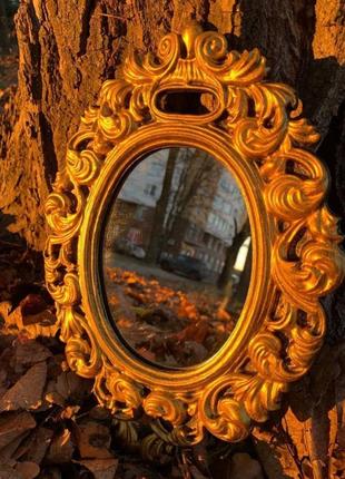 Винтаж винтажное настенное зеркало вензели барокко золотое старинное люстерко винтажное стариное2 фото